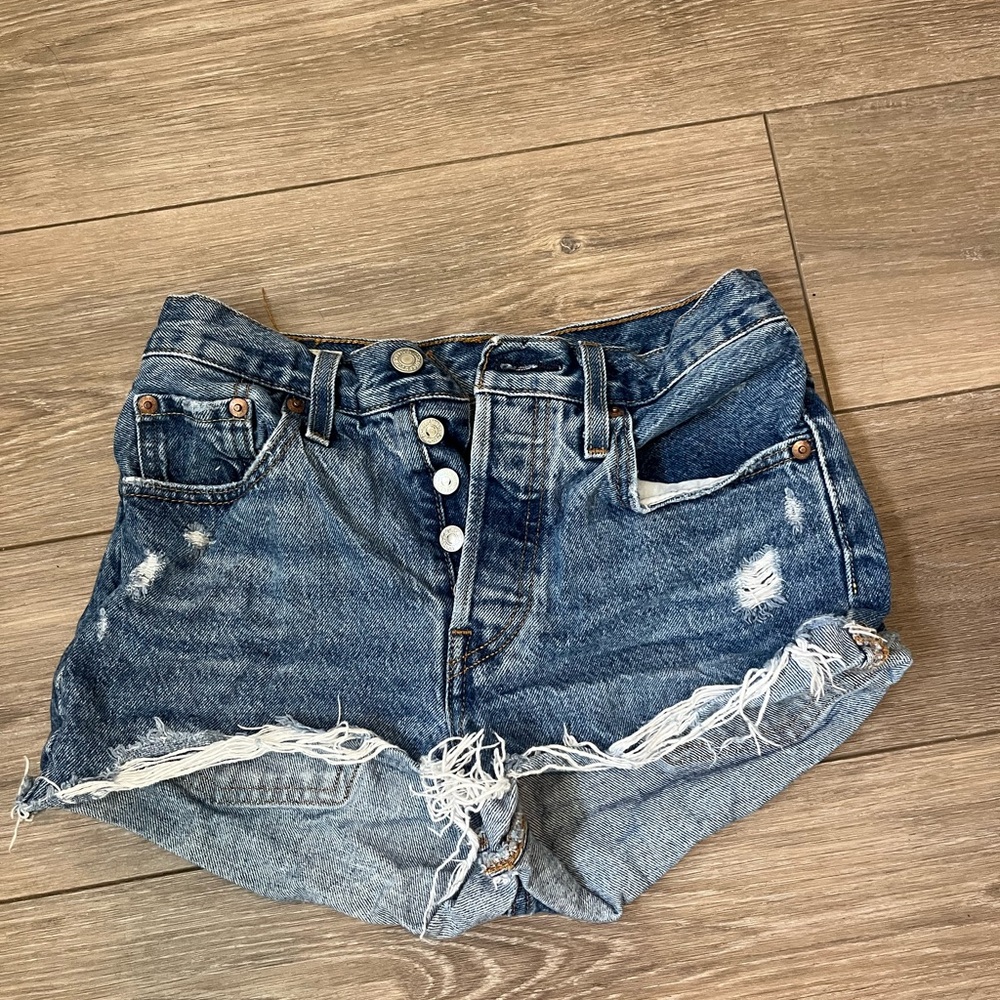 Distressed Blue Denim Women Shorts
